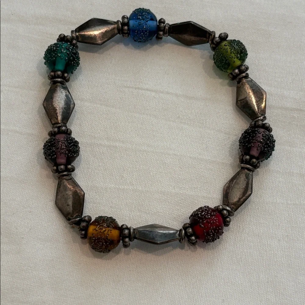 Green, Blue, Red, Purple Beaded Stretch Bracelet